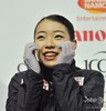 18-19フィギュアスケートグランプリ（GP）ファイナル、女子シングル・フリースケーティング（FS）。演技を終え、キスアンドクライで笑顔を見せる紀平梨花（2018年12月8日撮影）。(c)Don MacKinnon / AFP