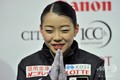 18-19フィギュアスケートグランプリ（GP）ファイナル、女子シングル・フリースケーティング（FS）。演技を終え、キスアンドクライで笑顔を見せる紀平梨花（2018年12月8日撮影）。(c)Don MacKinnon / AFP